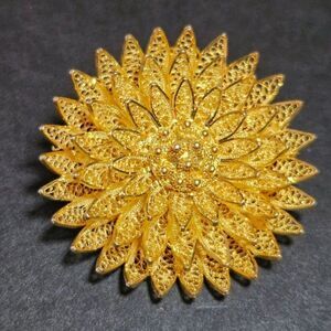 Vintage 14K gold over sterling silver floral brooch